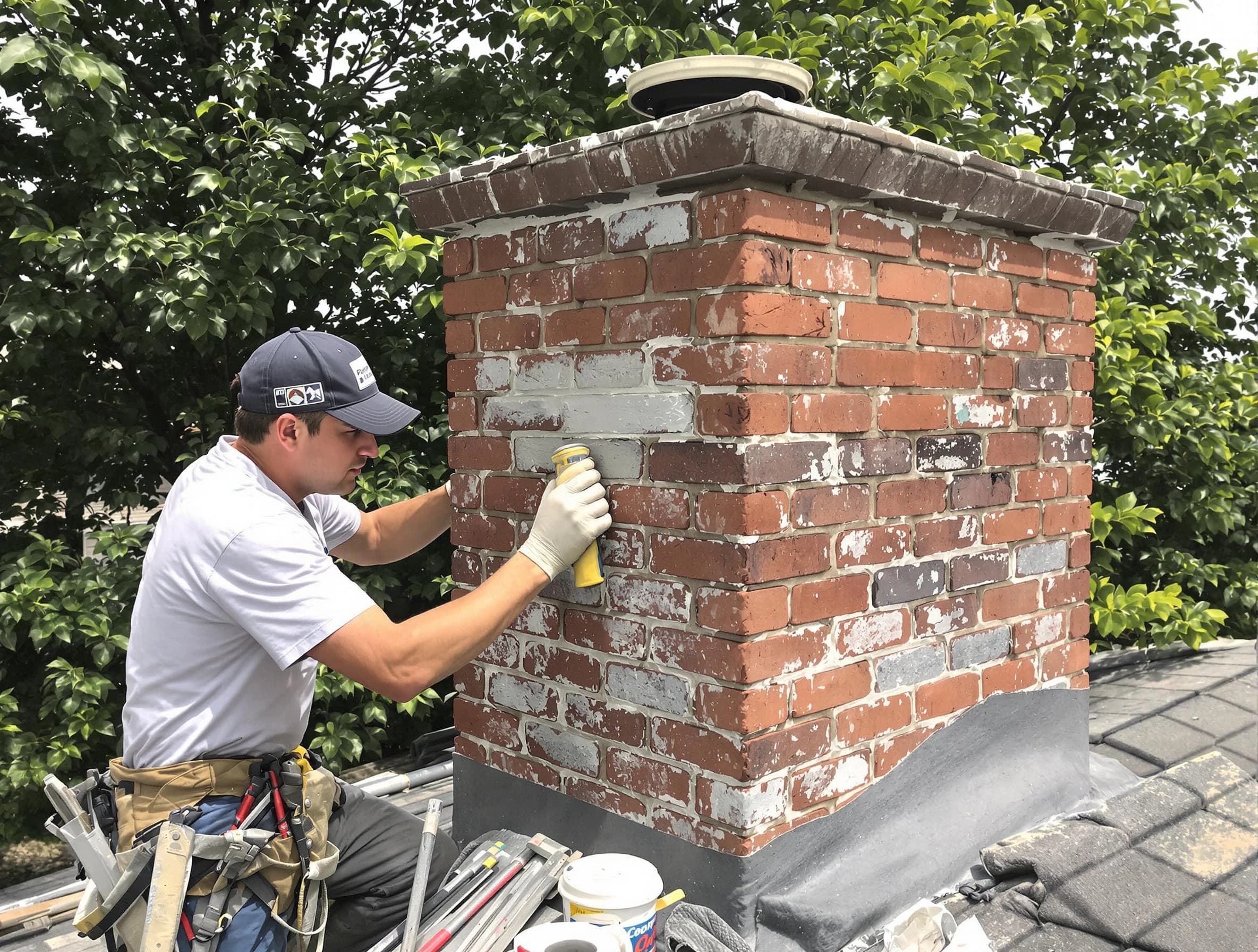Sugar Hill Chimney Sweep restoring an aging chimney in Sugar Hill, GA