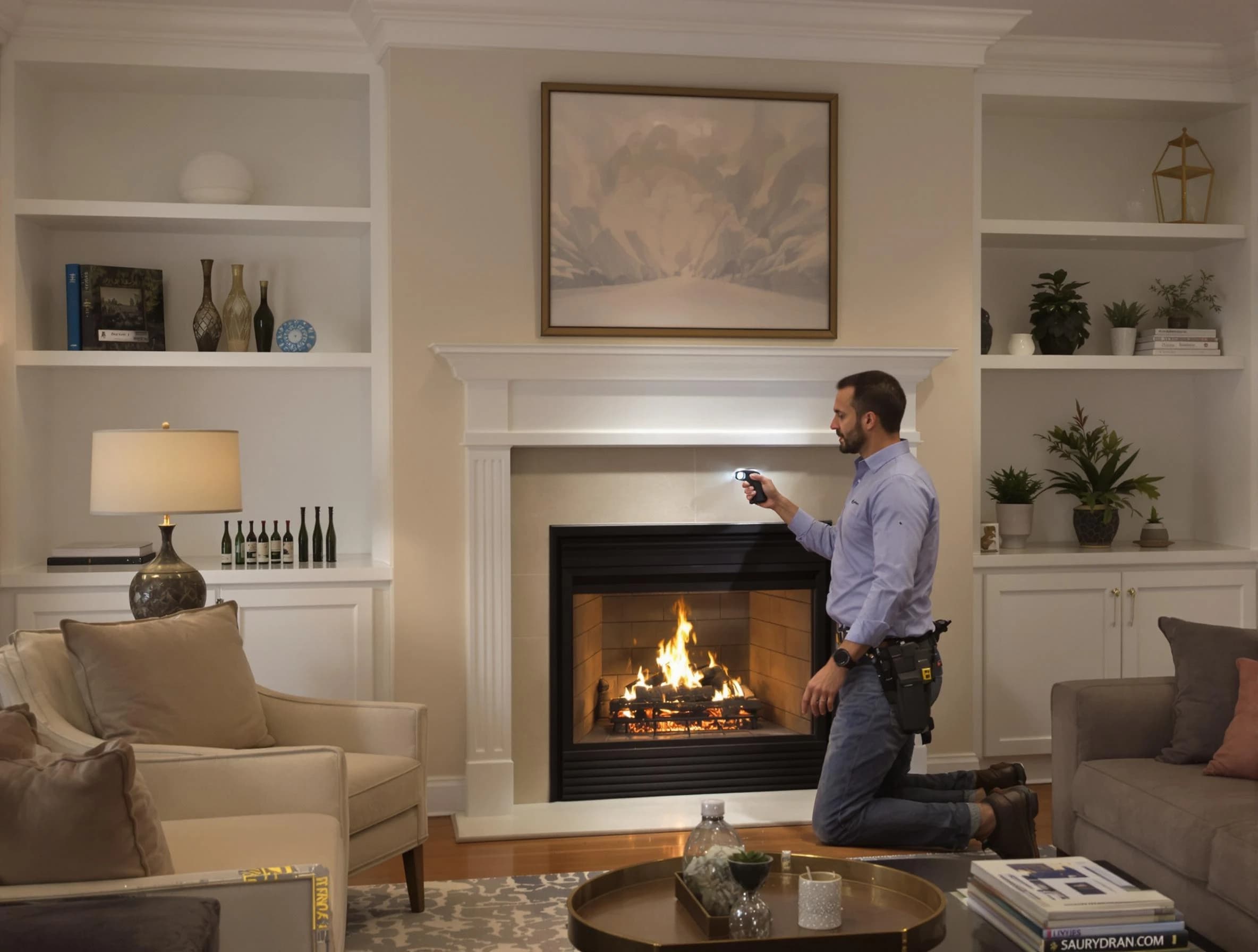 Sugar Hill Chimney Sweep conducting a fireplace safety inspection in Sugar Hill, GA