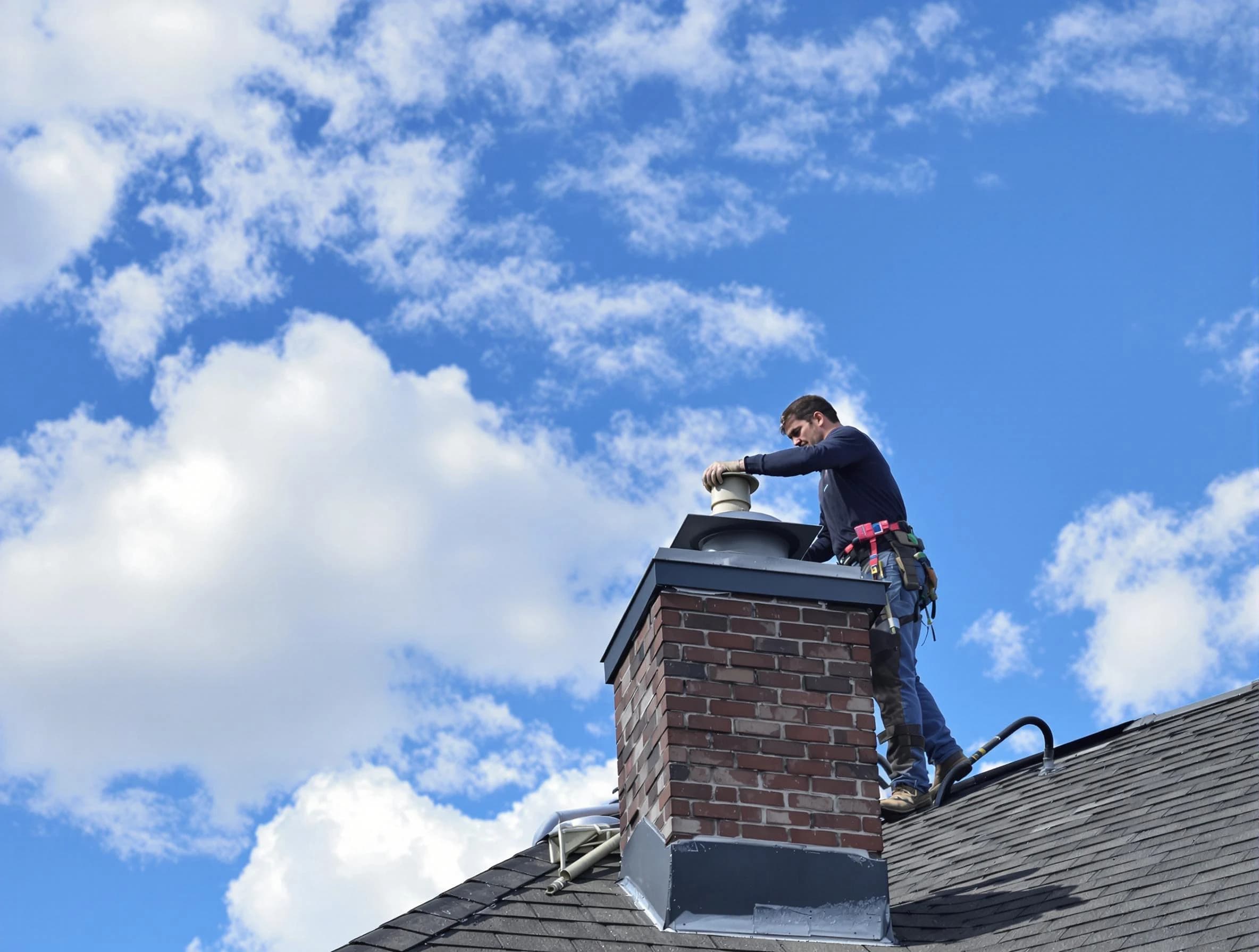 Sugar Hill Chimney Sweep installing a sturdy chimney cap in Sugar Hill, GA