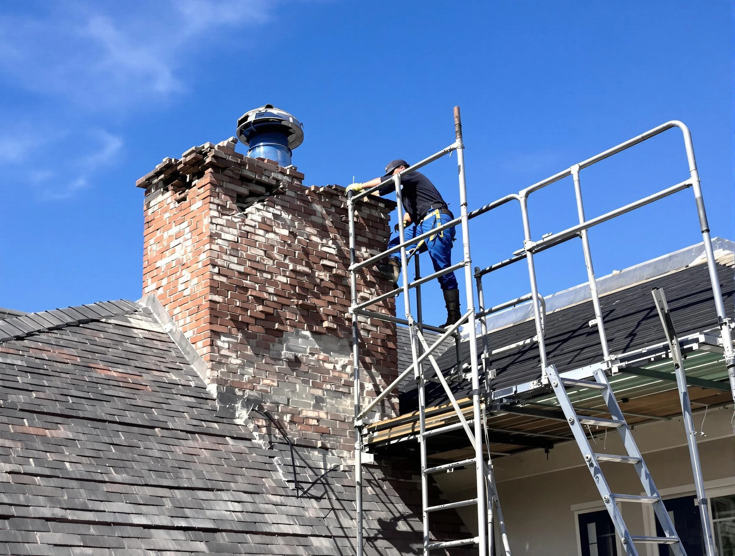 Rebuilding a chimney structure by Sugar Hill Chimney Sweep in Sugar Hill, GA