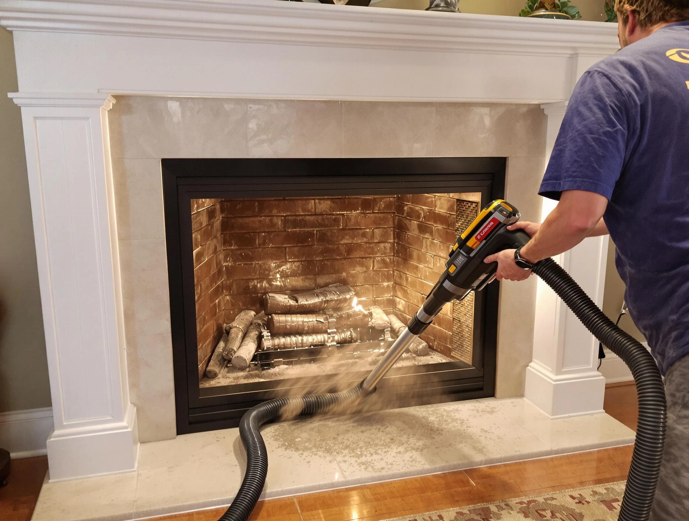 Fireplace cleaning performed by Sugar Hill Chimney Sweep in Sugar Hill, GA